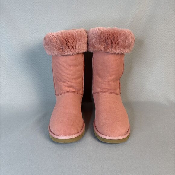 Womens UGG Boots Classic Tall or Fold Over Pink Suede Wool Sz 6 fits 7 RARE! - Picture 14 of 16